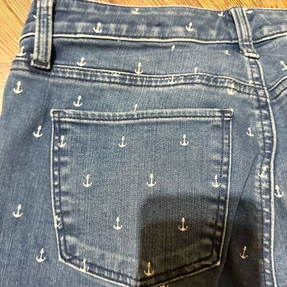 Women's Blue Nautical Anchor Print Jeans - Picture 5 of 6